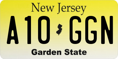 NJ license plate A10GGN