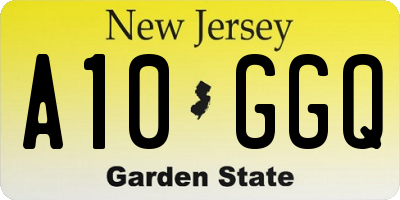 NJ license plate A10GGQ