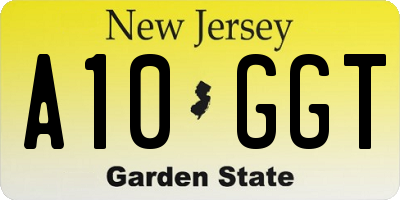 NJ license plate A10GGT