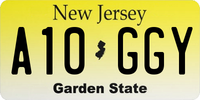 NJ license plate A10GGY