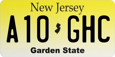 NJ license plate A10GHC