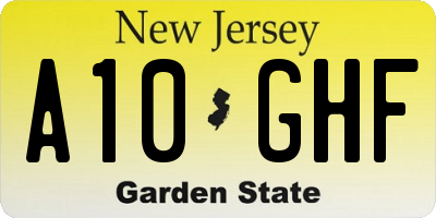 NJ license plate A10GHF