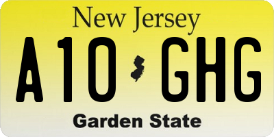 NJ license plate A10GHG