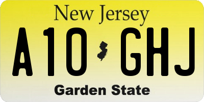 NJ license plate A10GHJ
