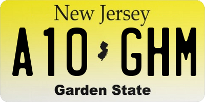 NJ license plate A10GHM