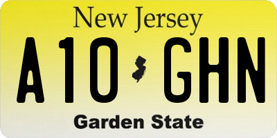 NJ license plate A10GHN