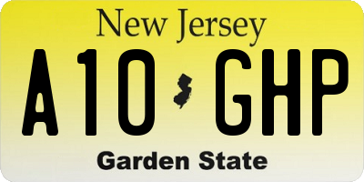 NJ license plate A10GHP