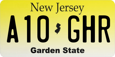 NJ license plate A10GHR