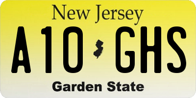 NJ license plate A10GHS