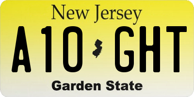 NJ license plate A10GHT