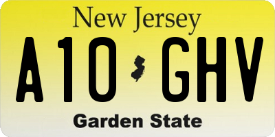 NJ license plate A10GHV