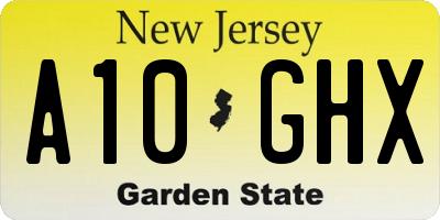 NJ license plate A10GHX