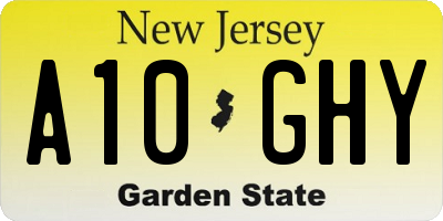 NJ license plate A10GHY