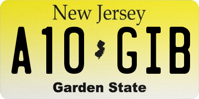 NJ license plate A10GIB