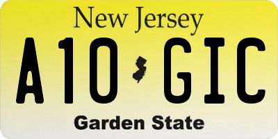 NJ license plate A10GIC