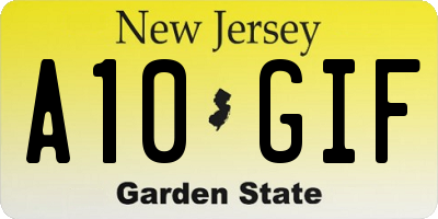 NJ license plate A10GIF