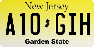 NJ license plate A10GIH