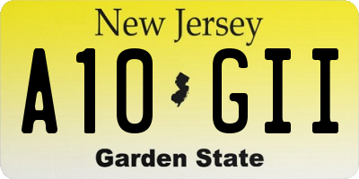 NJ license plate A10GII