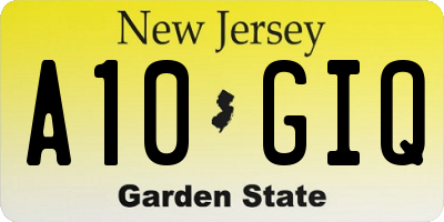 NJ license plate A10GIQ