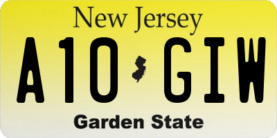 NJ license plate A10GIW