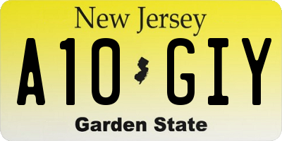 NJ license plate A10GIY