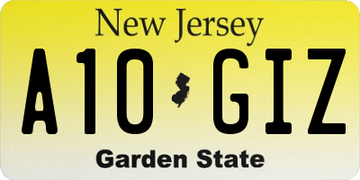 NJ license plate A10GIZ