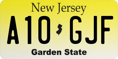 NJ license plate A10GJF