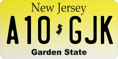 NJ license plate A10GJK