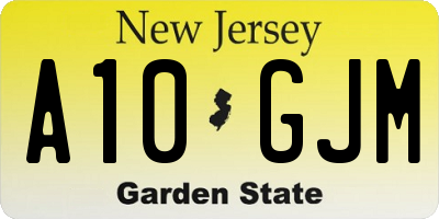 NJ license plate A10GJM