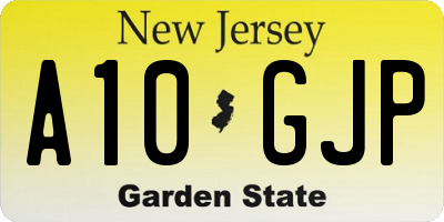 NJ license plate A10GJP