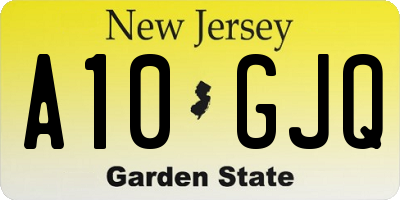 NJ license plate A10GJQ