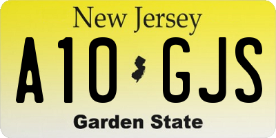 NJ license plate A10GJS