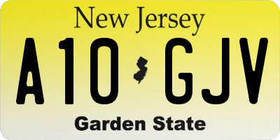 NJ license plate A10GJV