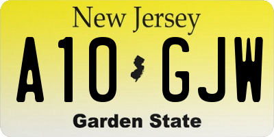 NJ license plate A10GJW