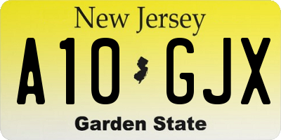NJ license plate A10GJX
