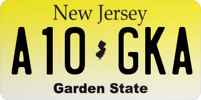 NJ license plate A10GKA