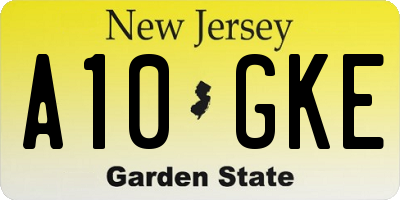 NJ license plate A10GKE