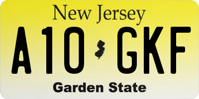 NJ license plate A10GKF