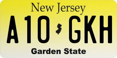 NJ license plate A10GKH