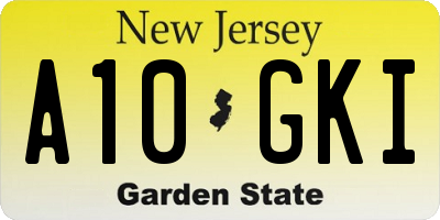 NJ license plate A10GKI