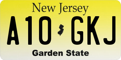 NJ license plate A10GKJ