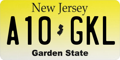 NJ license plate A10GKL