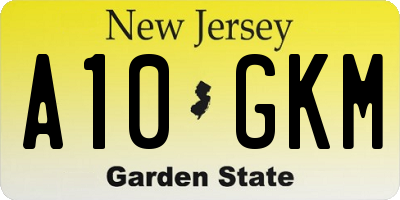 NJ license plate A10GKM