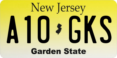 NJ license plate A10GKS