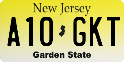 NJ license plate A10GKT