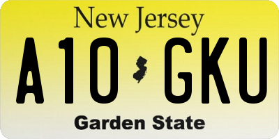 NJ license plate A10GKU