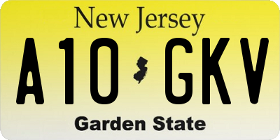 NJ license plate A10GKV