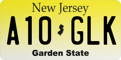 NJ license plate A10GLK