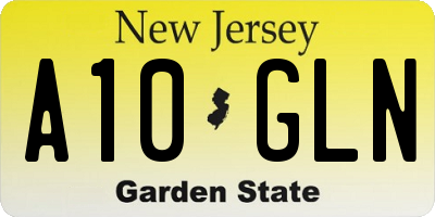 NJ license plate A10GLN