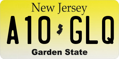 NJ license plate A10GLQ